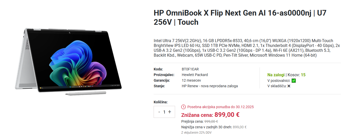 Omnibook prenosni računalnik Screenshot prenosnika omnibook izdelka na spletni strani podjetja SO d.o.o.